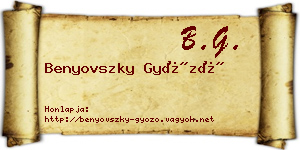 Benyovszky Győző névjegykártya